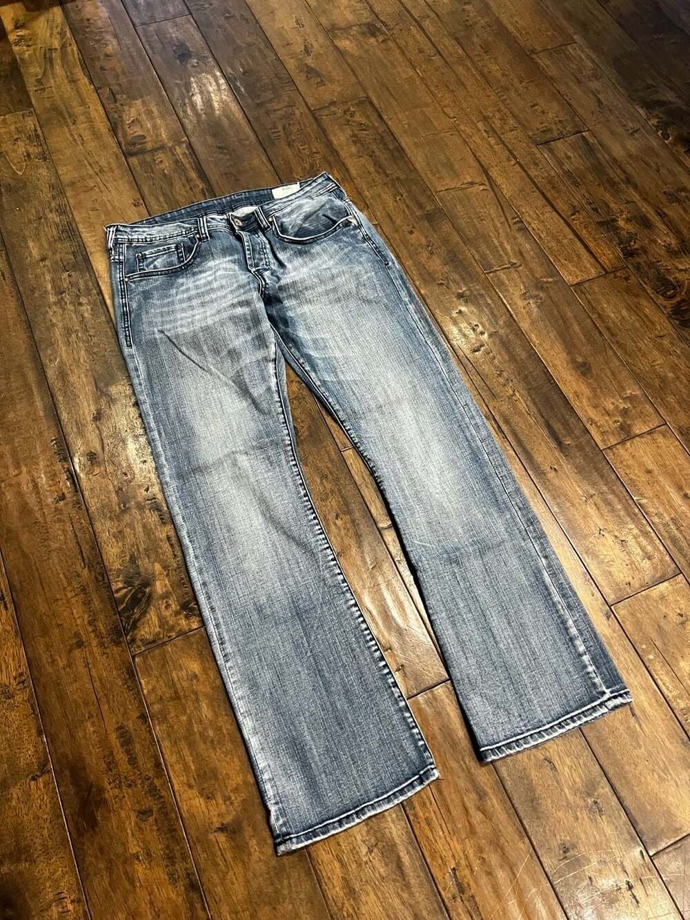KING Men's Blue Light Wash Slim Boot Cut Jeans Size W34 L32